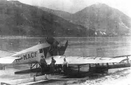 Wasserflugplatz an der Donau bei Jedlesee vor Kahlenberg 1923